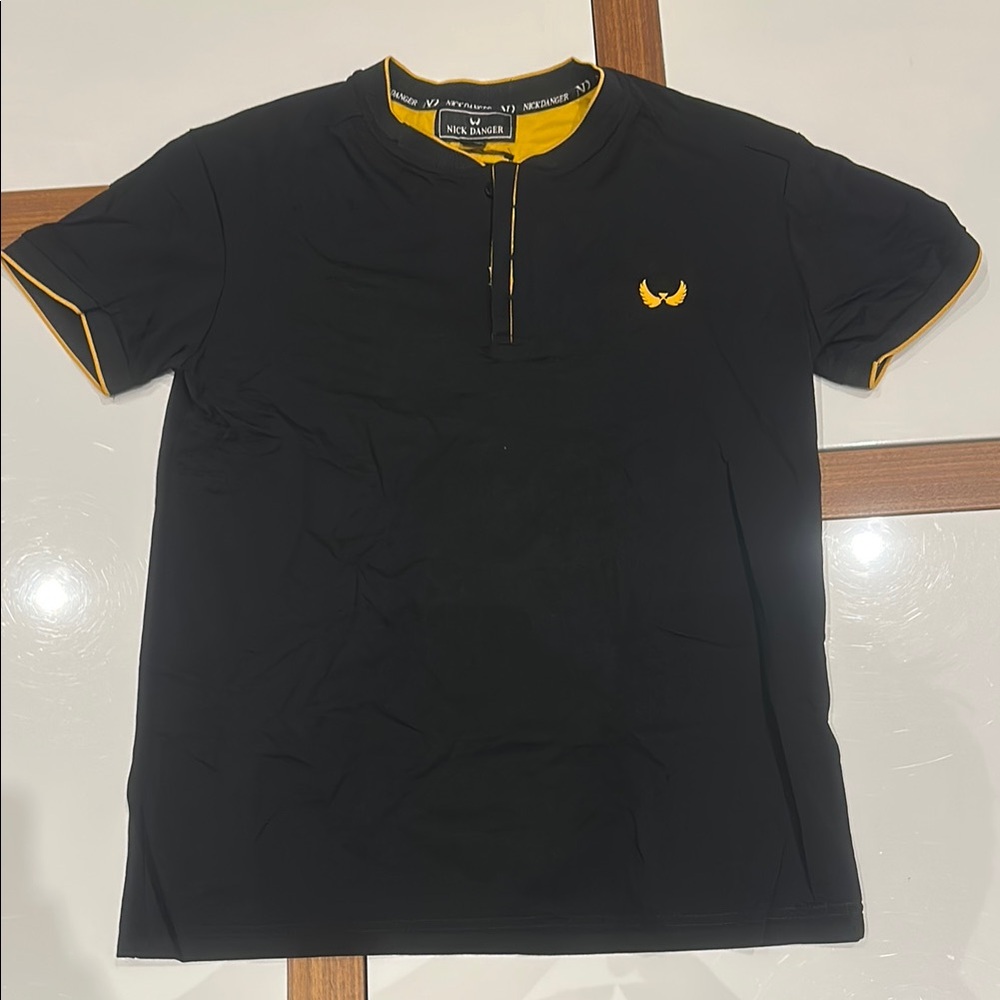 Men's Black and Yellow Casual Shirt